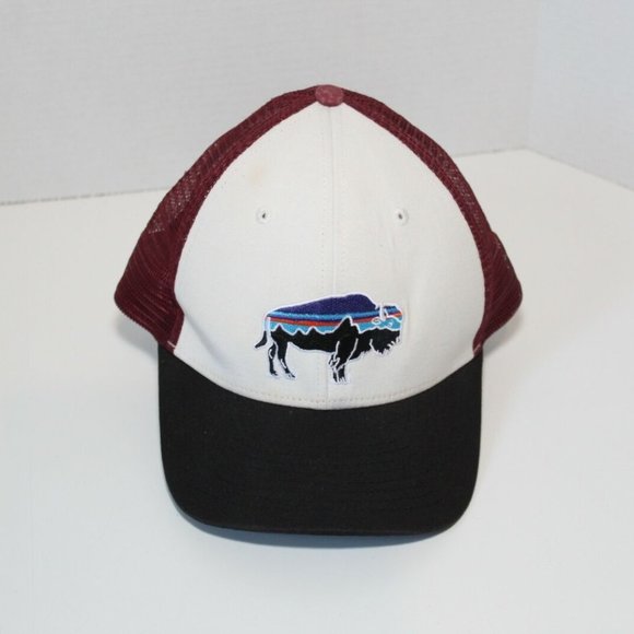 Patagonia Other - Patagonia Fitz Roy Bison Snapback Trucker Hat Mesh Ivory Maroon One Size H12205